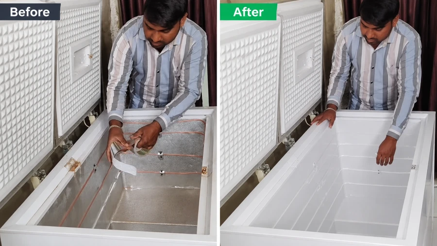 Freezer Repair 1 Before and after chest freezer repair in Abilene tx home