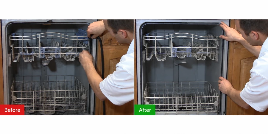 Before and after dishwasher repair in an Abilene home