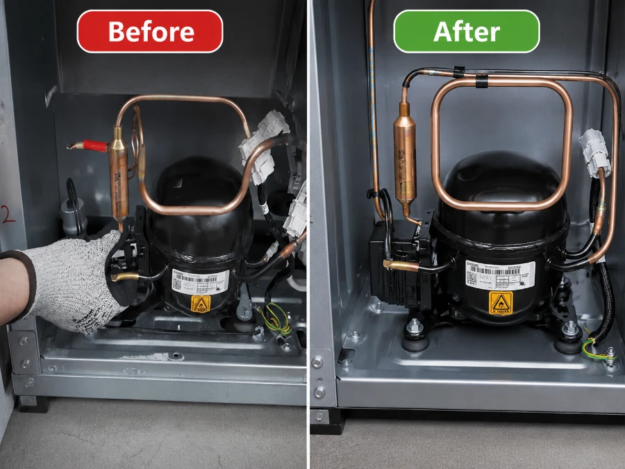Before and after refrigerator compressor repair in Abilene TX
