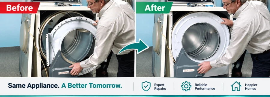 Dryer repair before and after real repair work in Abilene, TX