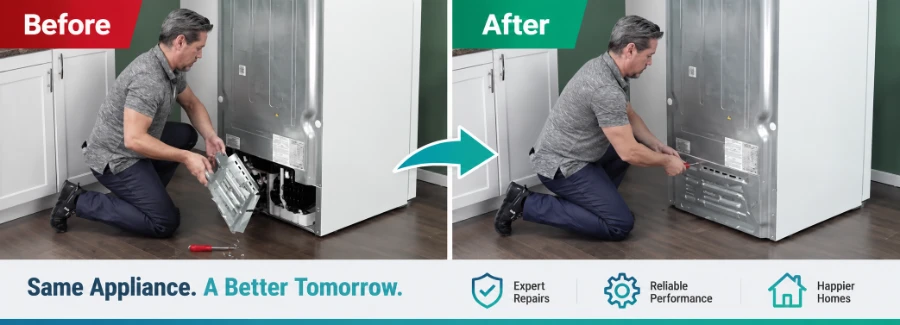 Refrigerator repair before and after real repair work in Abilene, TX
