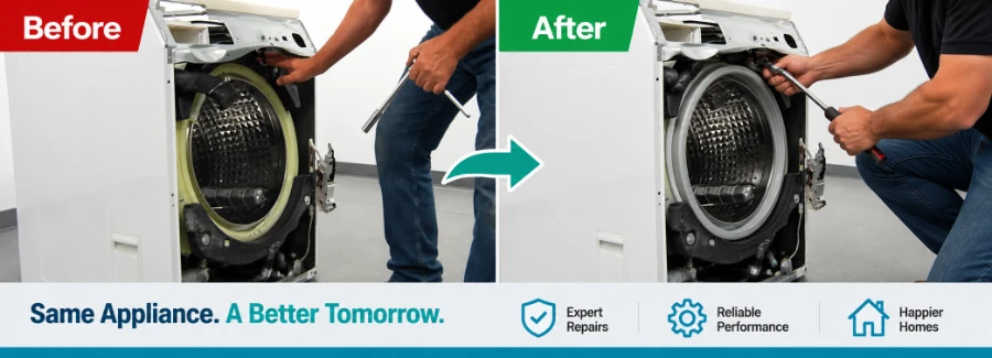 Washing machine repair before and after real repair work in Abilene, TX
